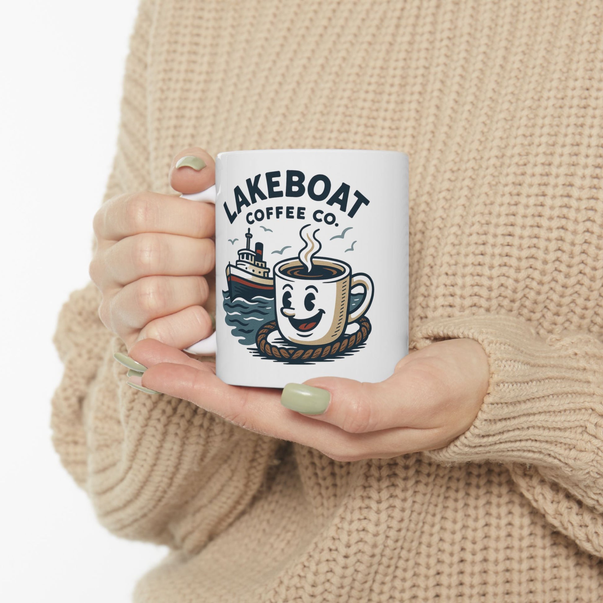 Coffee Mug — Vintage Sailboat Coffee Co. Logo Ceramic Mug (11oz & 15oz)