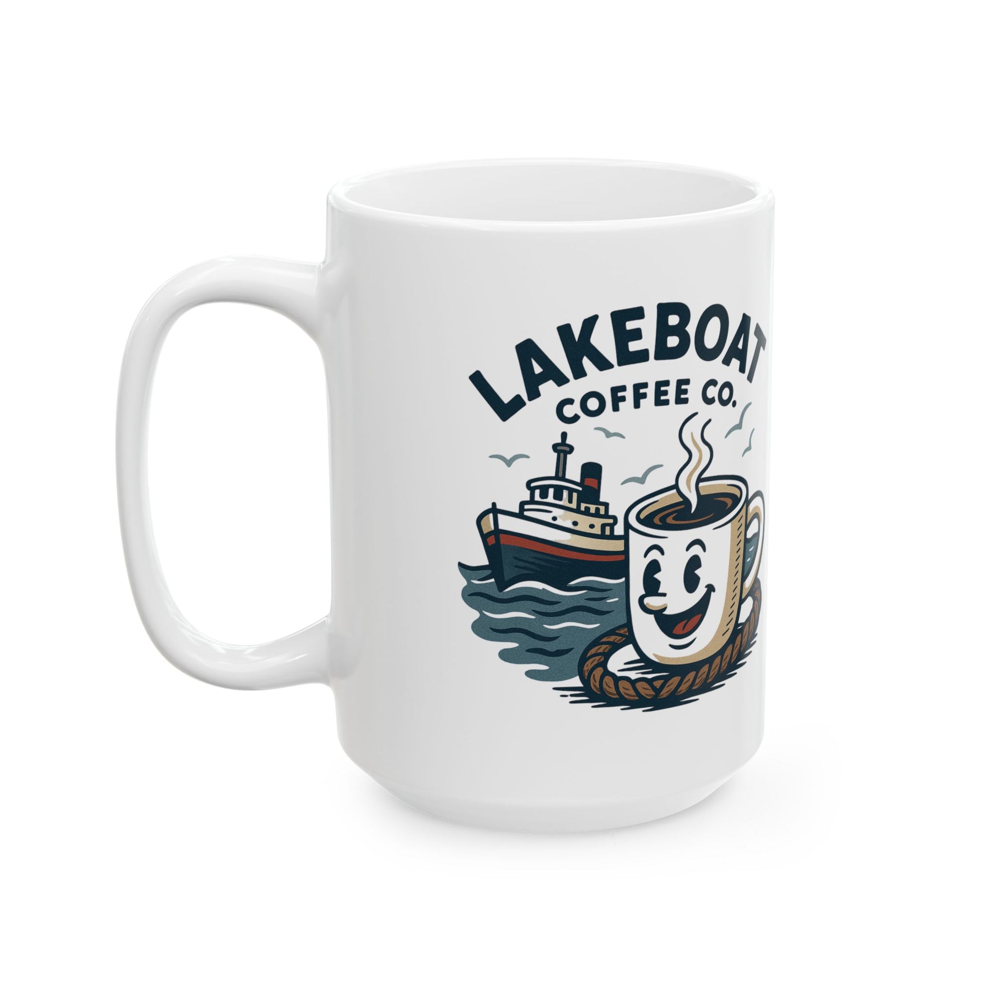 Coffee Mug — Vintage Sailboat Coffee Co. Logo Ceramic Mug (11oz & 15oz)