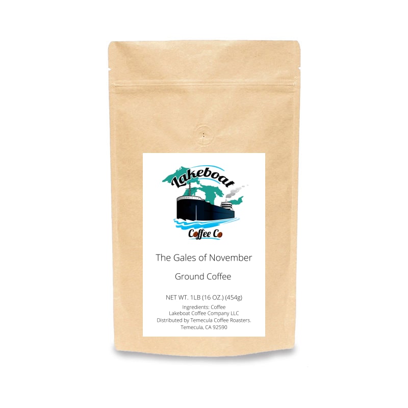 The Gales of November coffee: A bold, dark blend that embodies the untamed power of the Great Lakes in late autumn—deep, rich, and unapologetically strong.